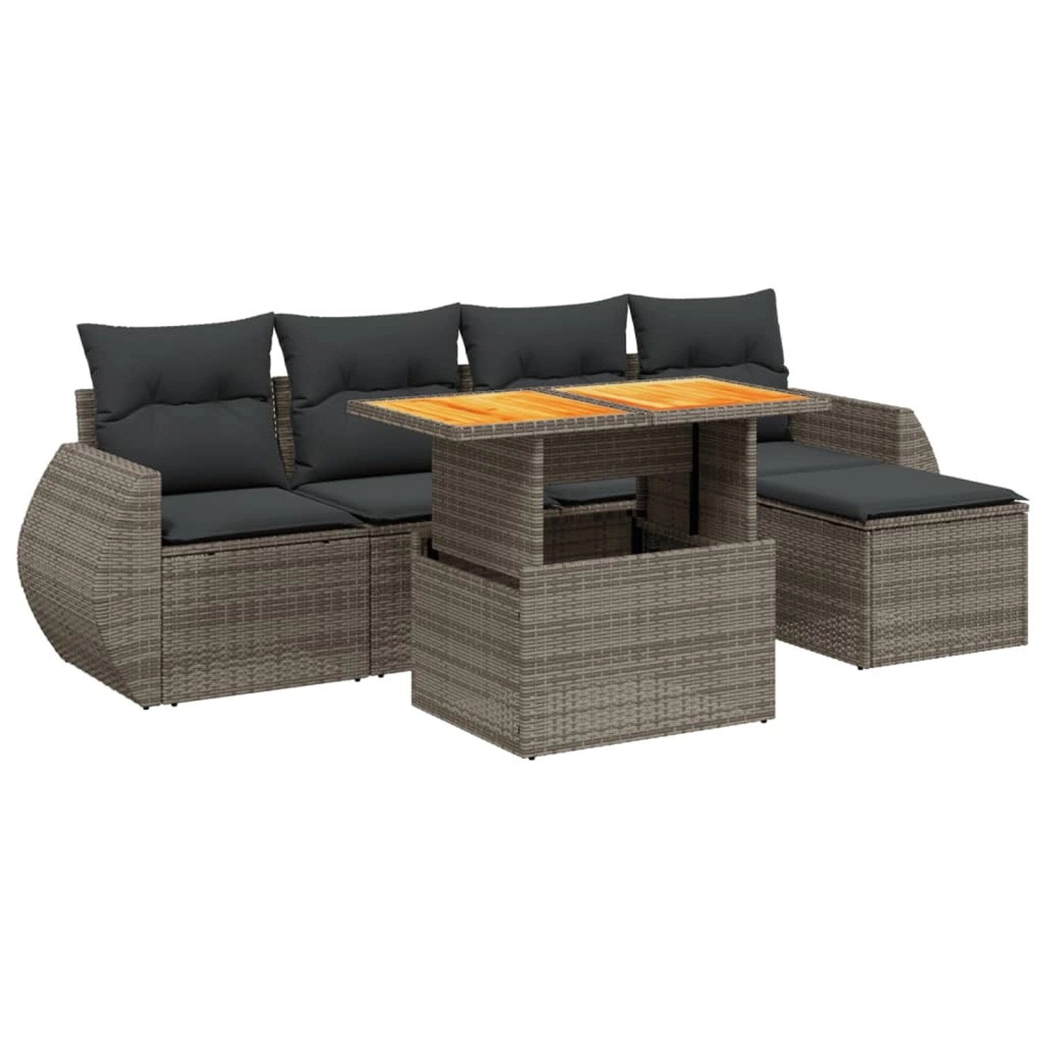 vidaXL 6-Tlg Garten-Sofagarnitur mit Kissen Grau Poly Rattan 3275811 günstig online kaufen