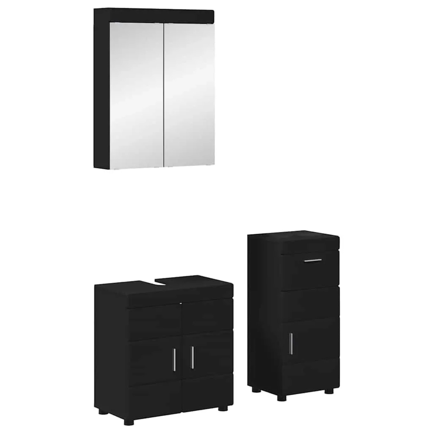 vidaXL Badezimmermöbel-Set mit Schubladen TULUM Schwarz Holzwerkstoff 3398025