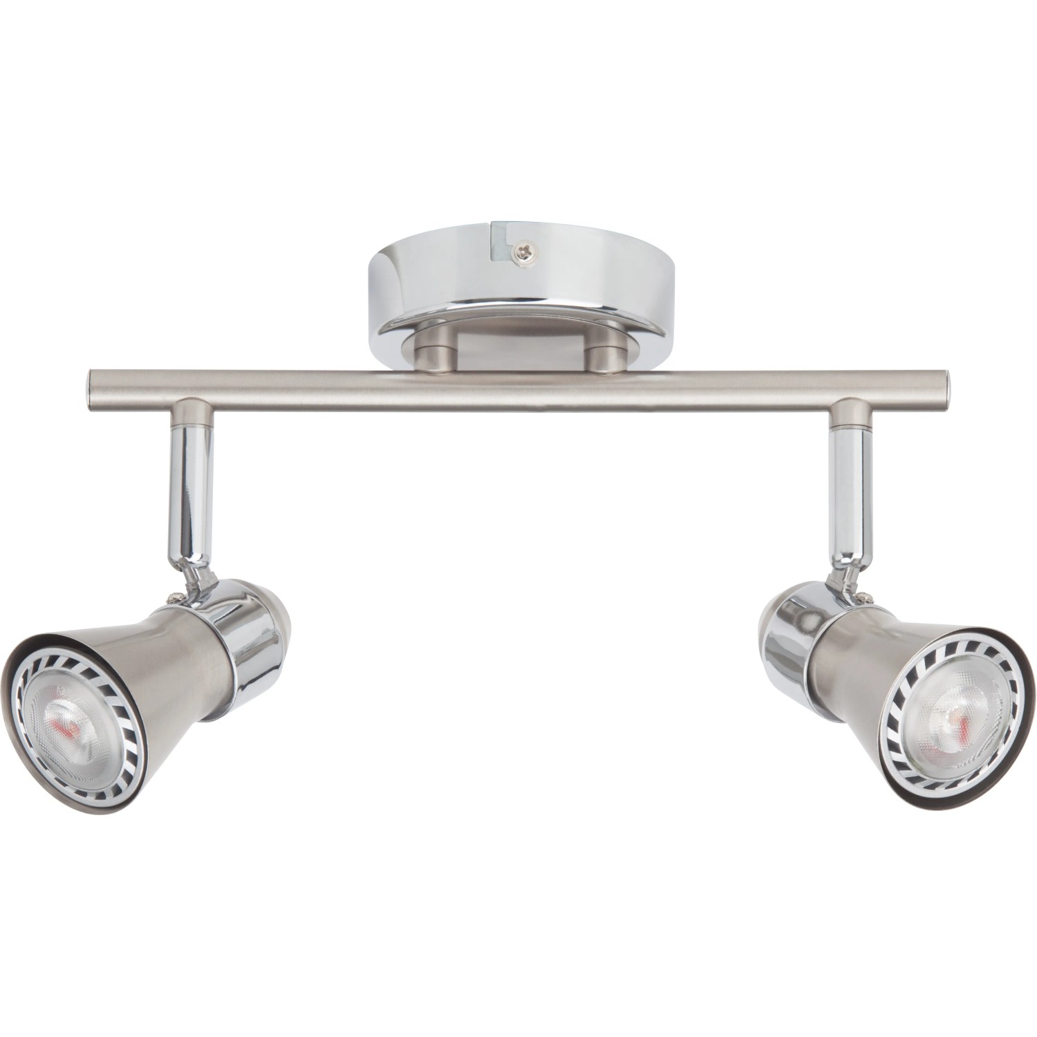 Brilliant LED-Spotrohr Sanny, 2-flammig, Eisen/Chrom, für flexible Innenraumbeleuchtung.