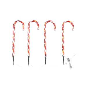 Lex 4er LED Zuckerstangen 50cm, rot-weiß, mit Timer für Innen & Außen als Weihnachtsdeko.