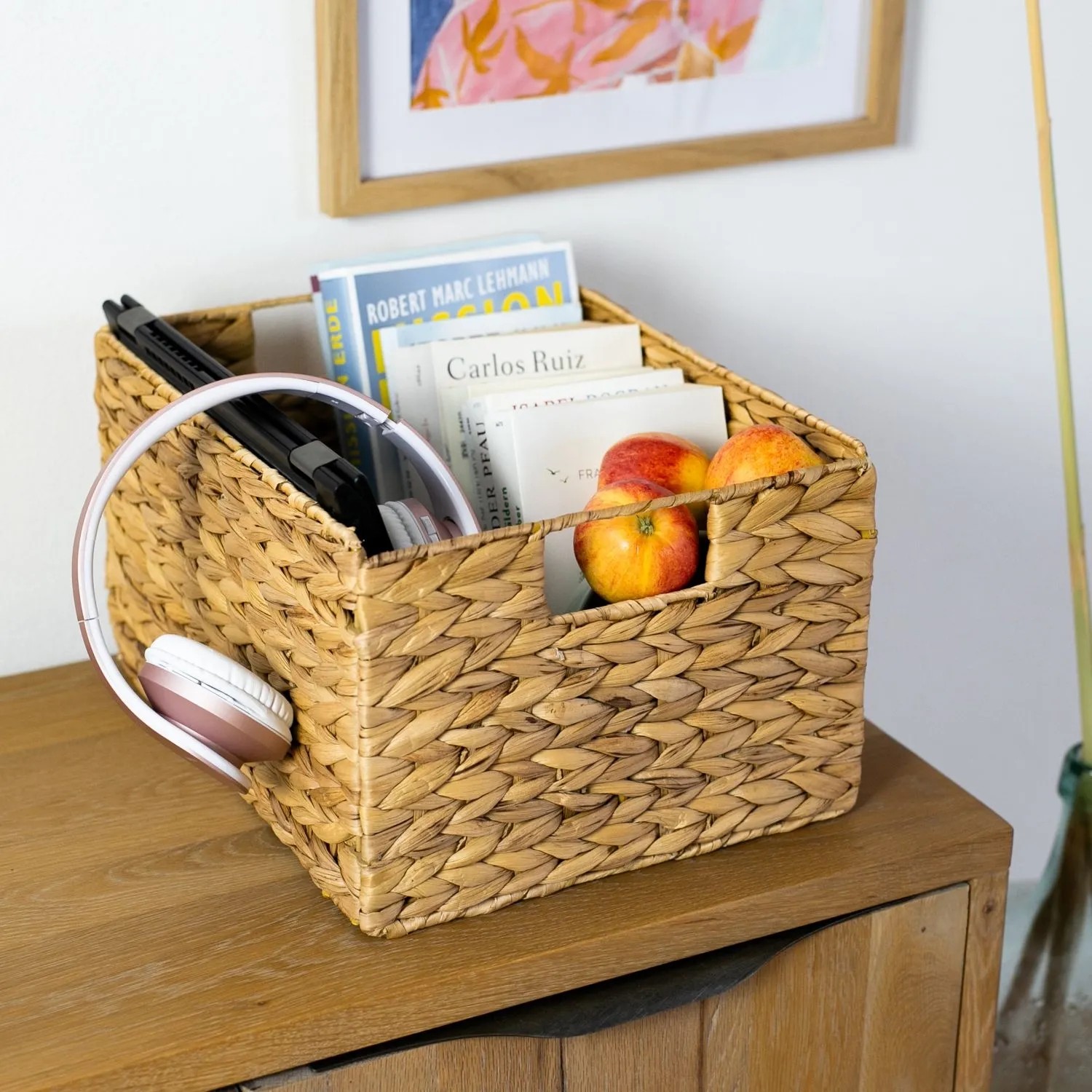 HMF 37241 Aufbewahrungskorb Faltbarer Korb Geflochten Wasserhyazinthe Seegras 36 x 28 x 20 cm_5