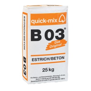 Sack Quick-Mix Estrich/Beton B 03, 25 kg, für Beton- und Estricharbeiten.