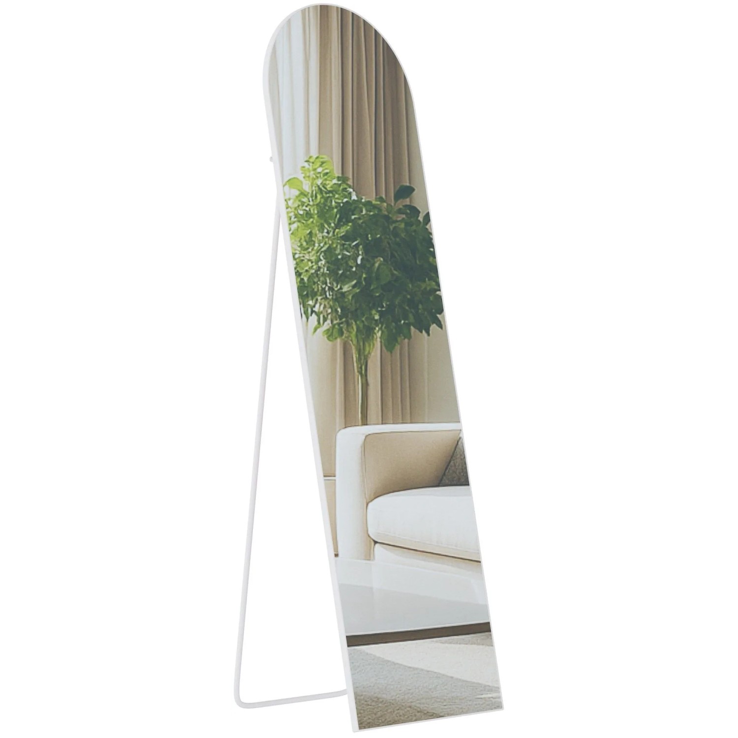 DELUKE Standspiegel MALAGA Glas Weiß Matt 40x3x140cm Ganzkörperspiegel Freistehender Spiegel Groß Schlafzimmer