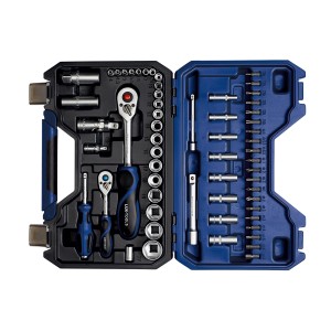 LUX Steckschlüsselsatz STS-59 Comfort, 59-teilig im blauen Koffer, Knarren, Bits und Nüsse.