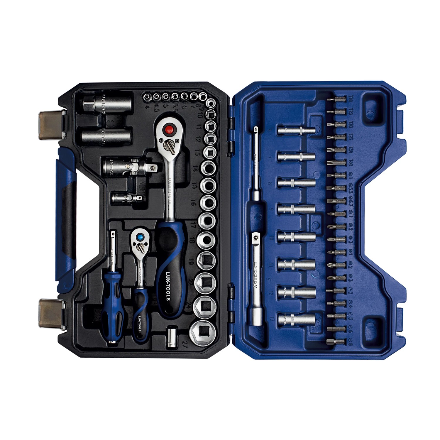 LUX Steckschlüsselsatz STS-59 Comfort, 59-teilig im blauen Koffer, Knarren, Bits und Nüsse.