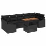 Schwarzes vidaXL Garten-Sofa-Set, 8-teilig, mit Tisch und Kissen. Gartenmöbel aus Polyrattan mit Stauraum.