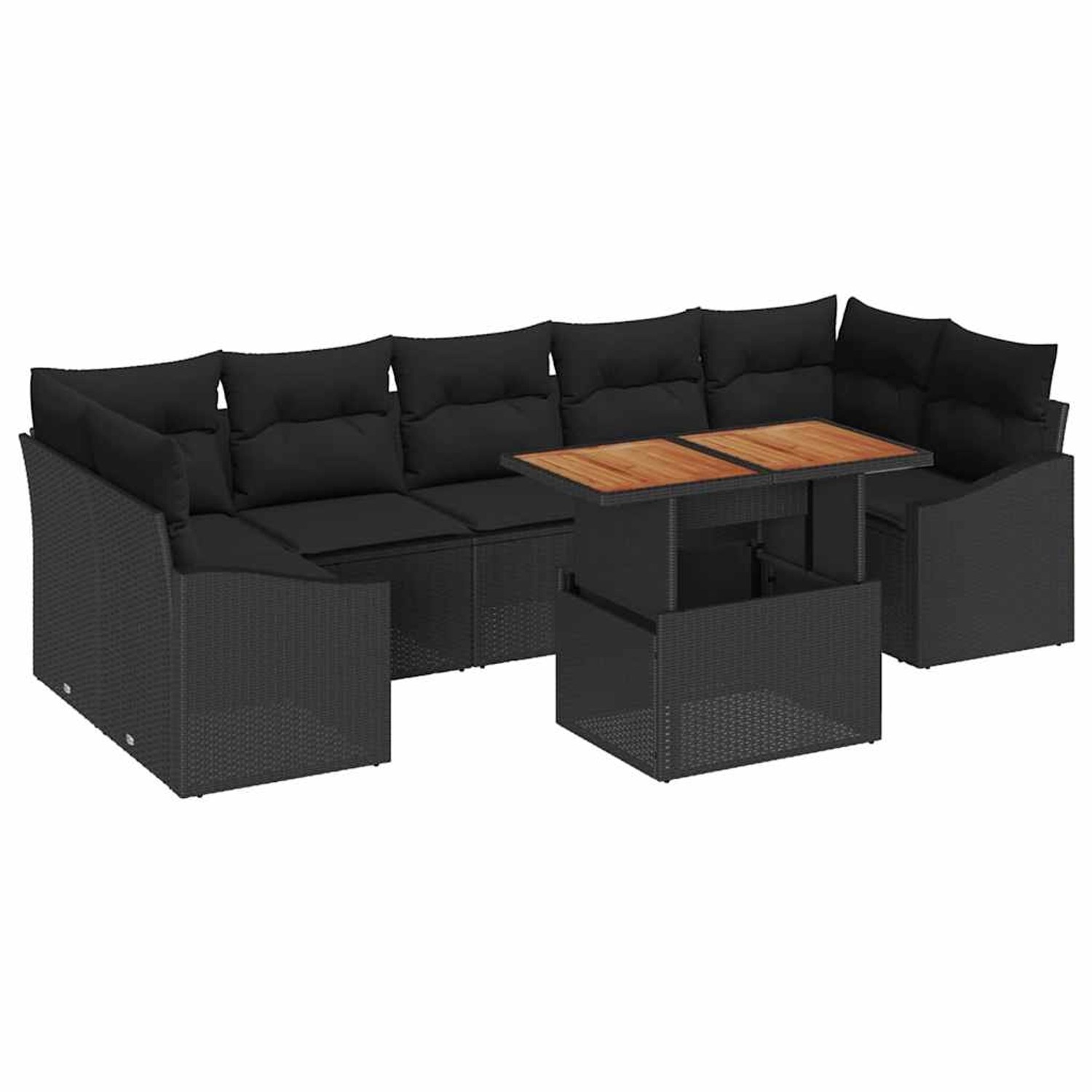 vidaXL Garten-Sofa-Set mit Kissen mit Speicher 8-Tlg Schwarz 3358543 günstig online kaufen