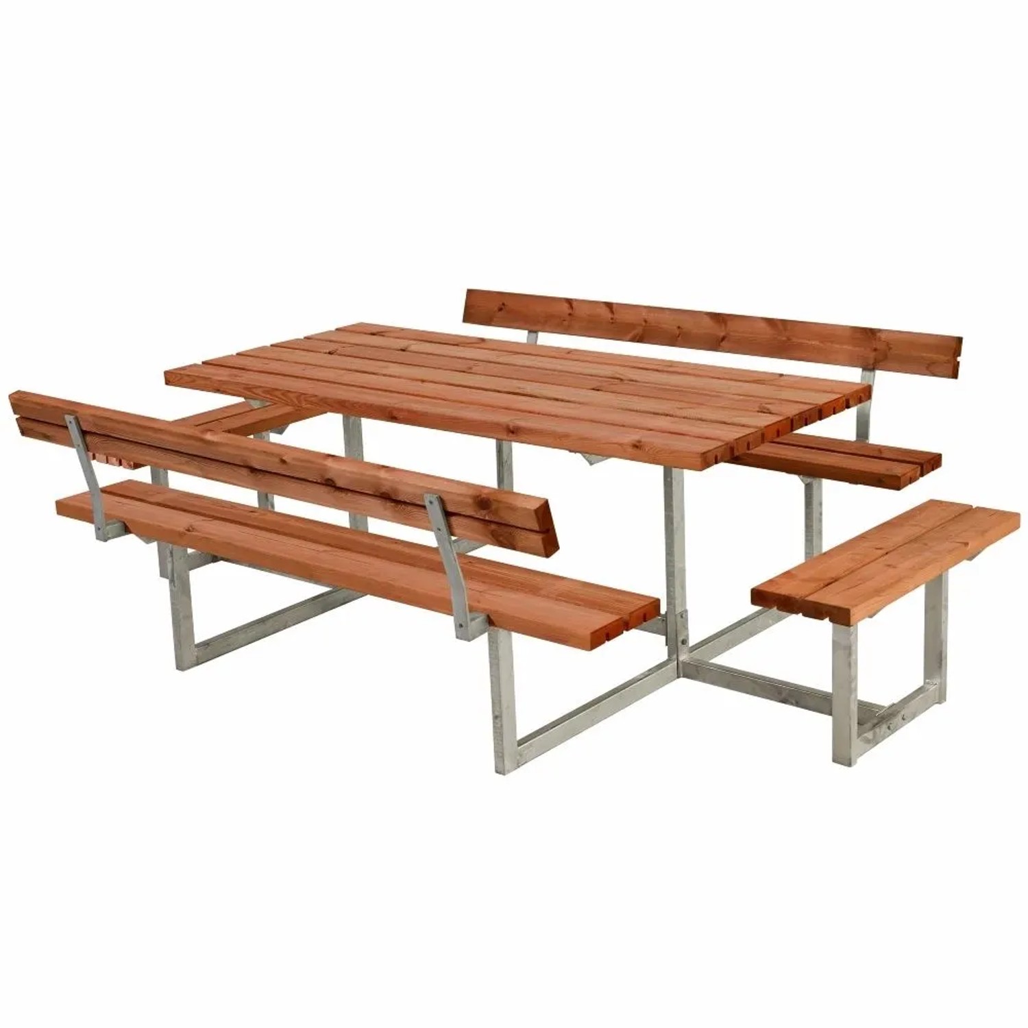 PLUS Gartenmöbel-Set Basic 260 cm mit 2 Anbausätzen und 2 Rückenlehnen Teakfarben