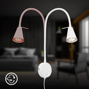 Weiße Briloner LED Bettleuchte Tusa mit schwenkbarem Flexarm und warmweißem Licht.