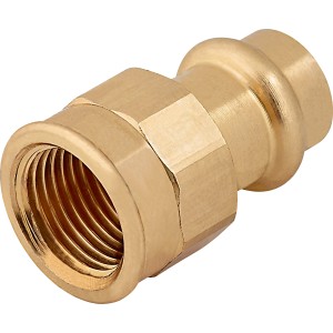 Übergangsmuffe aus Rotguss, 15 mm x 18,6 mm (Rp 1/2), für Pressfittings.