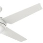 Weißer HUNTER FANS Deckenventilator Sonic 132 cm mit Beleuchtung, Flügel und Gehäuse in Weiß.