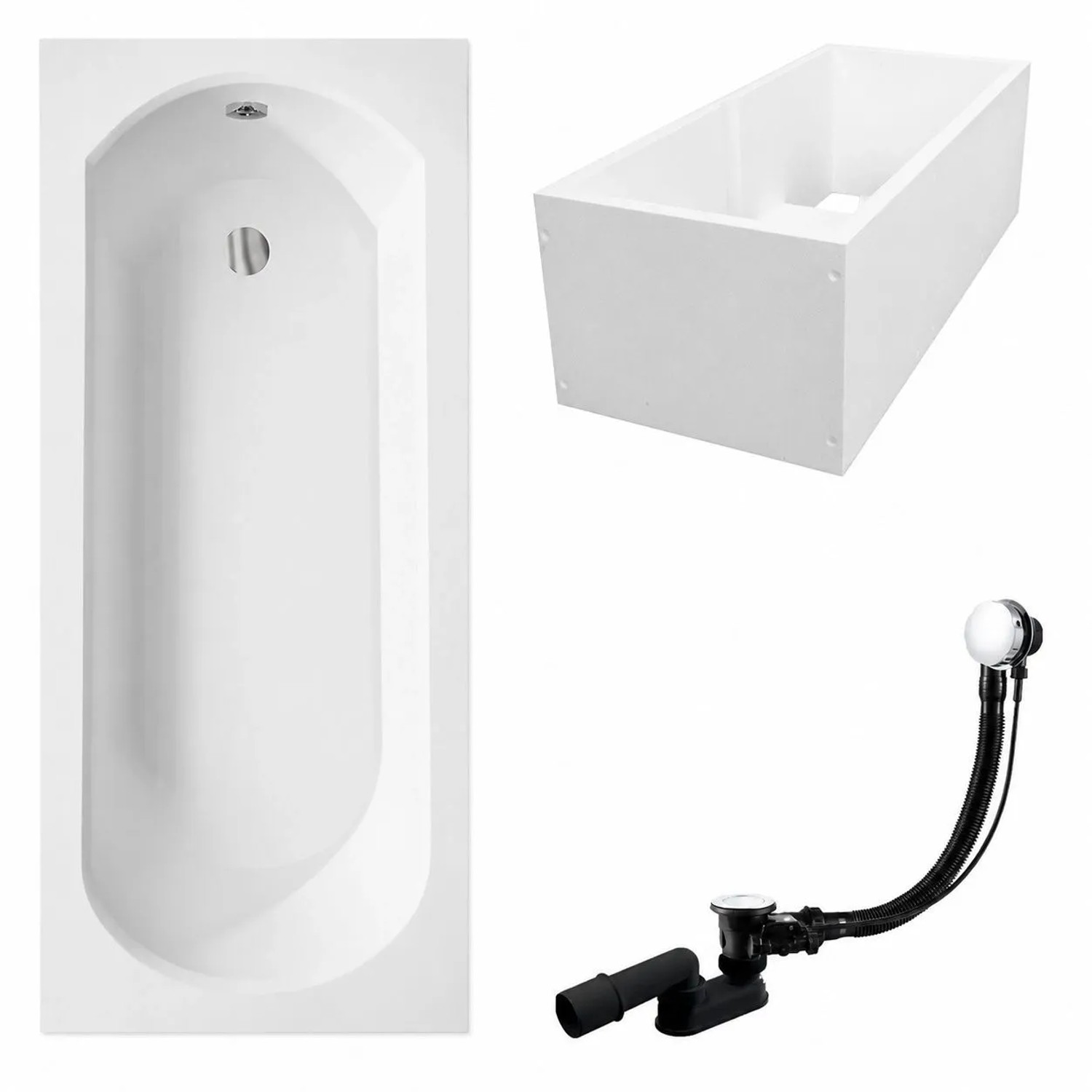 KOLMAN Badewanne Rechteck 150 x 75 Cm Mit Wannenträger Inkl. Ablauf Und Füße