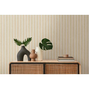 Creme-weiße 3D-Holztapete Bricoflor Akustikpaneele im modernen Wohnzimmer.