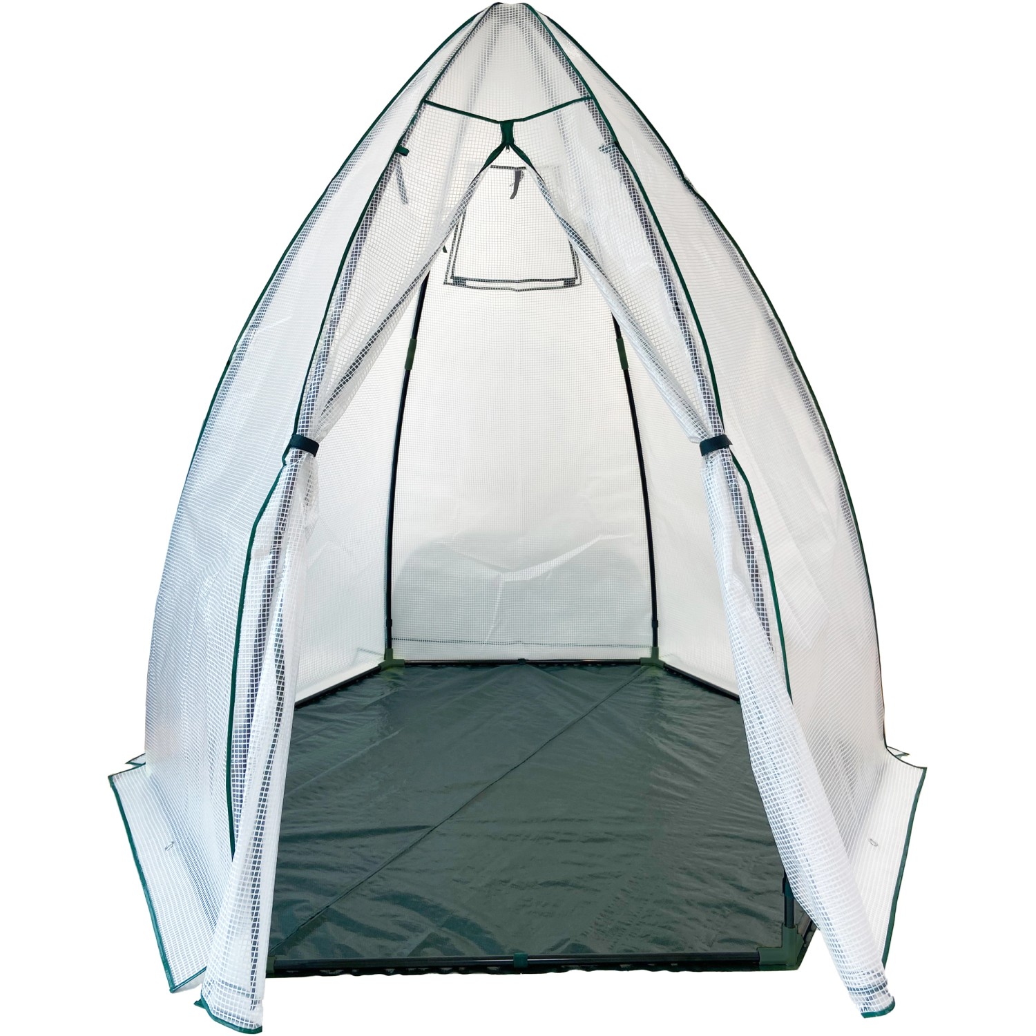 Westmann Überwinterungszelt Minze: Foliengewächshaus mit Stahlrahmen und Reißverschlusstür.