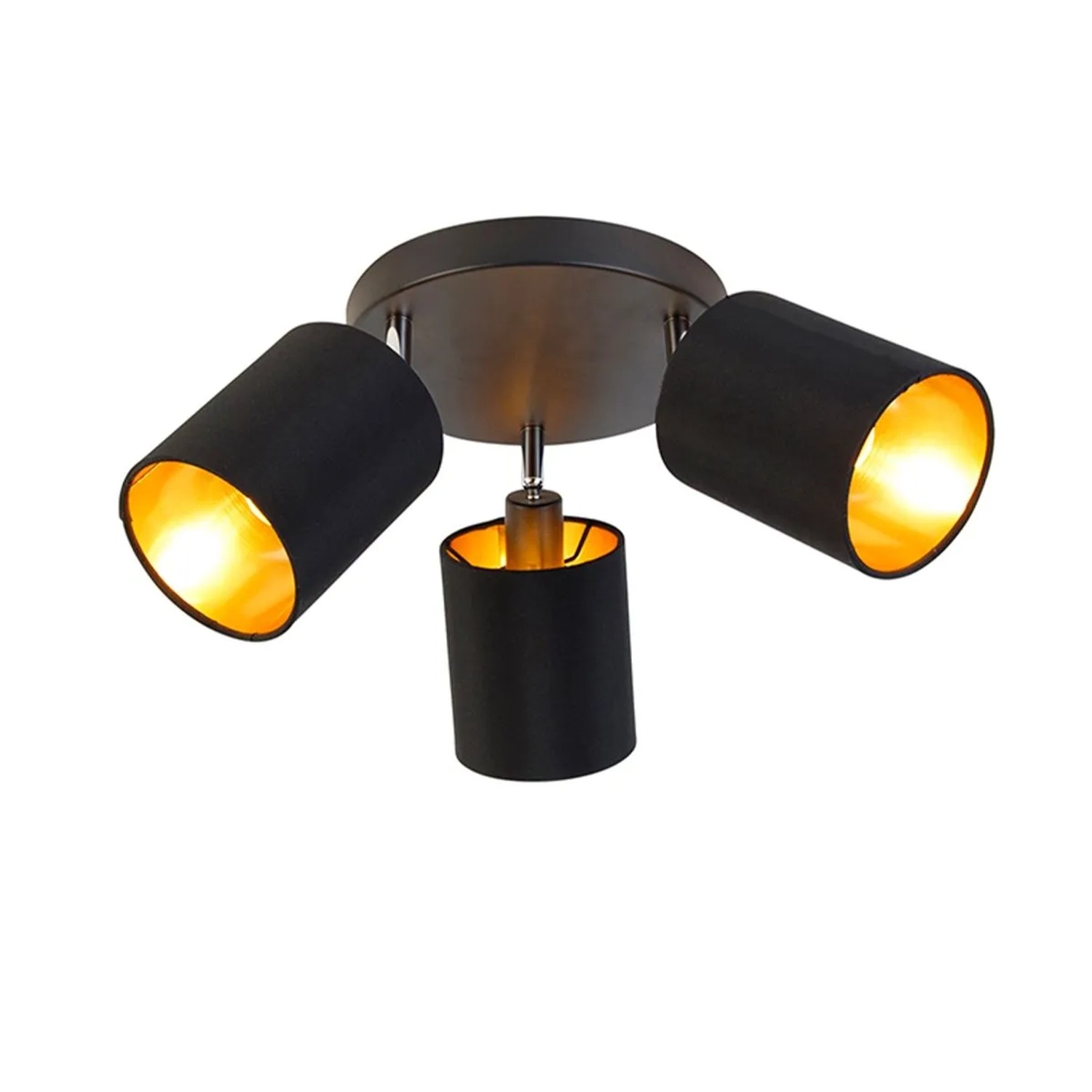 QAZQA Spot Schwarz mit Goldener Innenseite 3 Licht Lofty