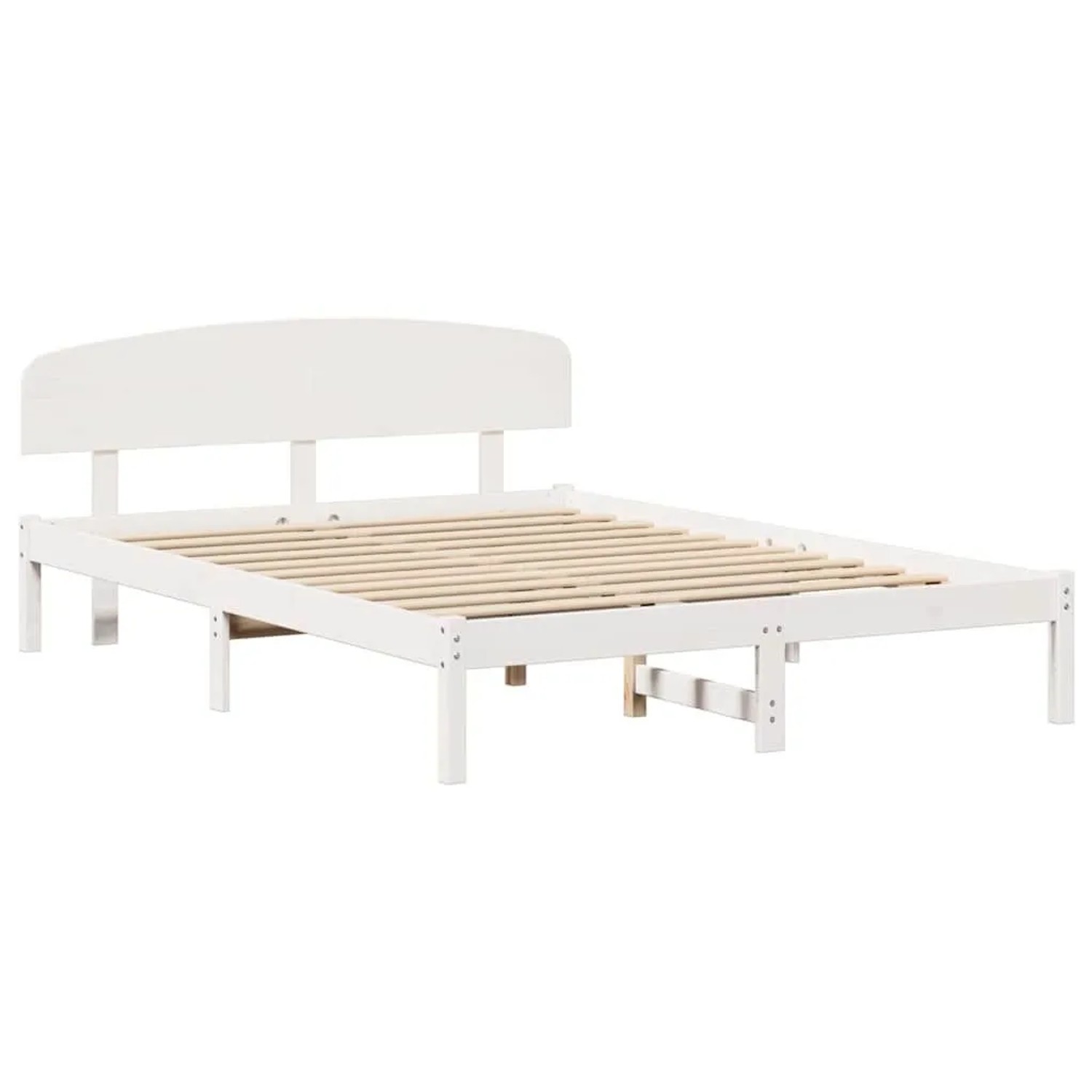 vidaXL Bettrahmen mit Kopfteil Weiß 140 x 200 cm Massives Kiefernholz 872063