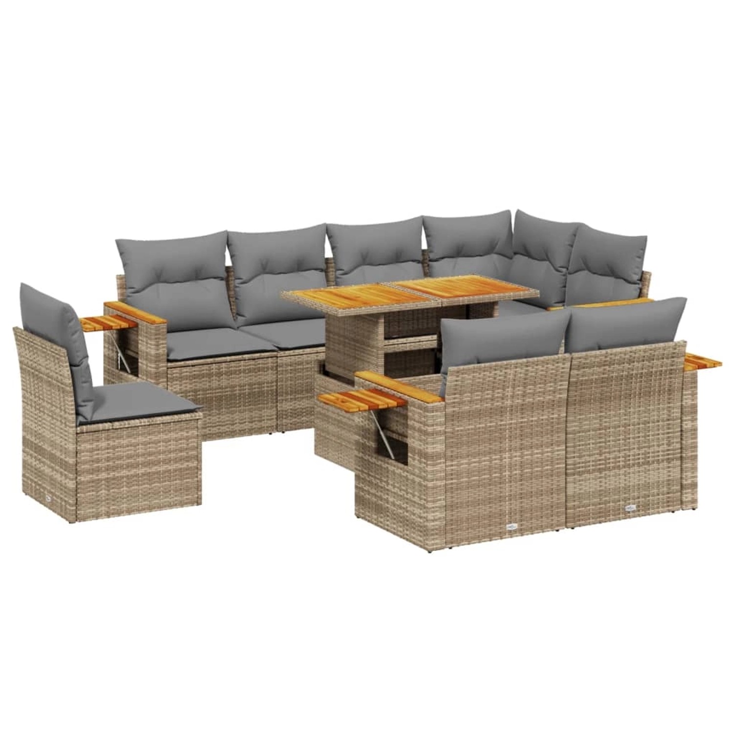 vidaXL 9-tlg Garten-Sofagarnitur mit Kissen Beige Poly Rattan Modell 275 günstig online kaufen