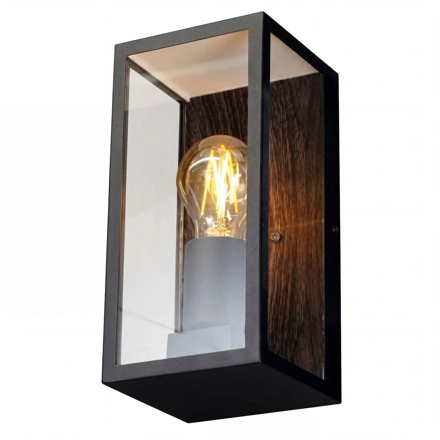 Licht-Erlebnisse Außenleuchte Schwarz Aluminium Glas 23,6 CM Hoch IP44 E27 Eckig