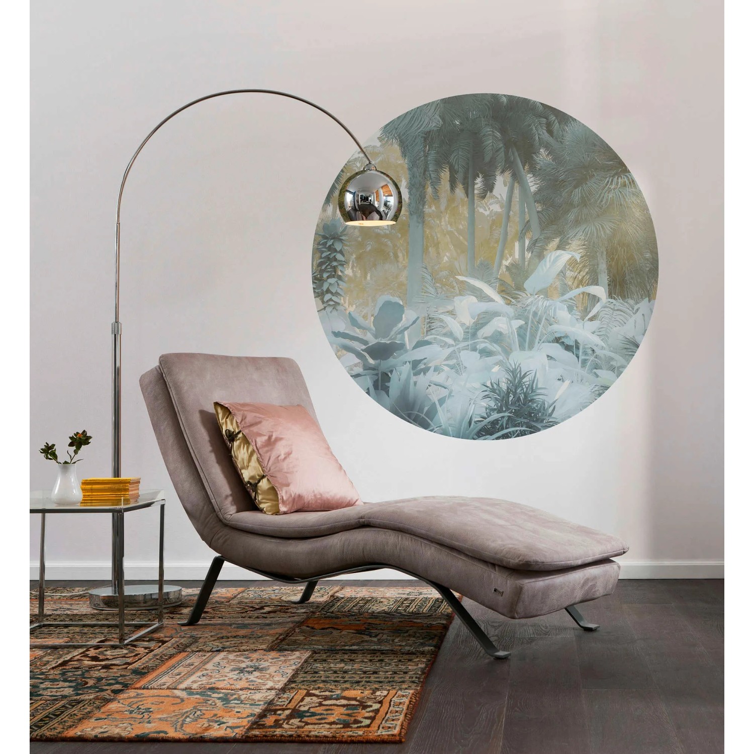 Komar Vlies Fototapete Exotic Jungle, selbstklebend, Ø 125 cm, mit Dschungelmotiv im Wohnraum.