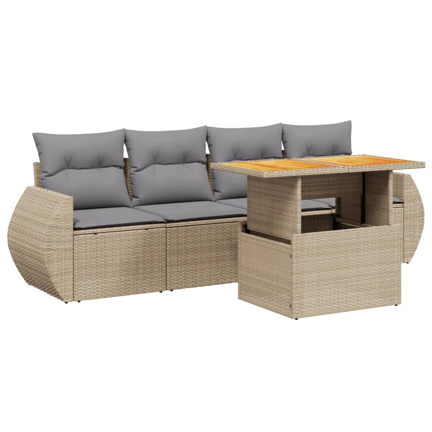 vidaXL 5-Tlg Garten-Sofagarnitur mit Kissen Beige Poly Rattan 3272074 günstig online kaufen