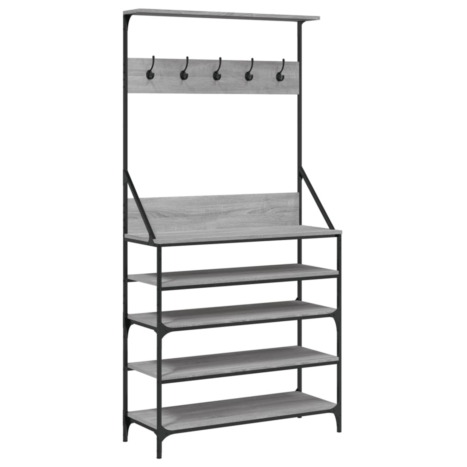 vidaXL Kleiderständer mit Schuhablage Grau Sonoma 90x34x184 cm 837880
