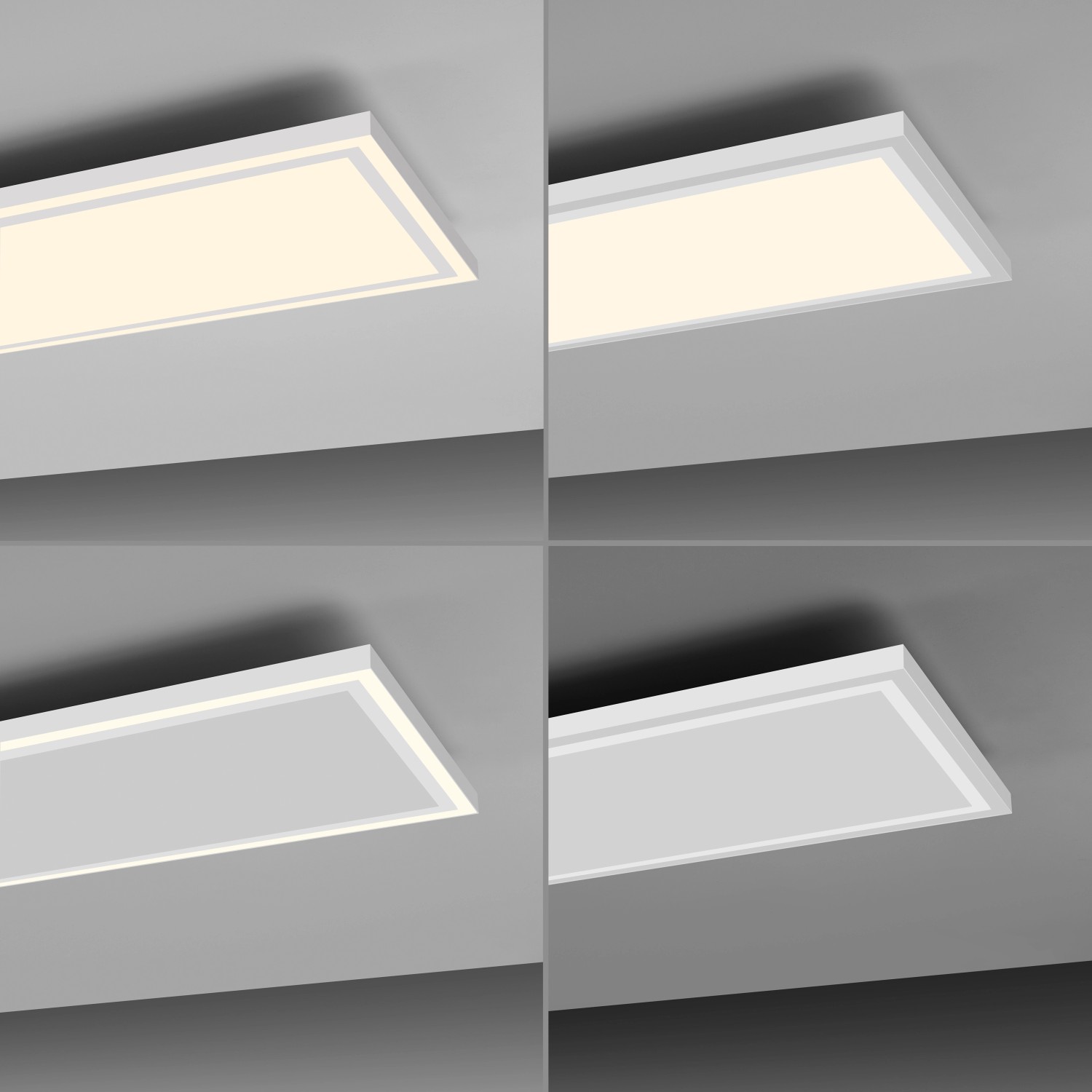 LED-Panel Bedging von Just Light, weiße Deckenleuchte mit verschiedenen Lichteinstellungen.