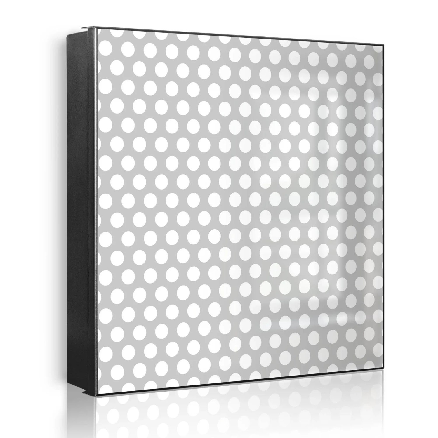 Banjado Großer Schlüsselkasten Metall 30x30cm Schwarz Scharnier Links 50 Haken Beschreibbar Magnetisch Motiv Punkte Grau
