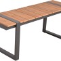 Bank der Garden Pleasure Lounge-Eckgruppe Belmira, Holzoptik mit grauem Metallgestell.