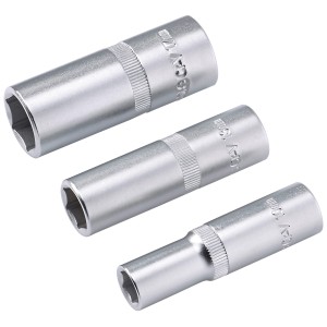 LUX Steckschlüssel Set, 3-teilig, Größen 10, 13, 17 mm, Chrom-Vanadium-Stahl.