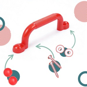 Relaxdays Klettergriffe 4er Pack Kunststoff Rot Rutschfest 24 cm x 3 cm x 7 cm 90 g