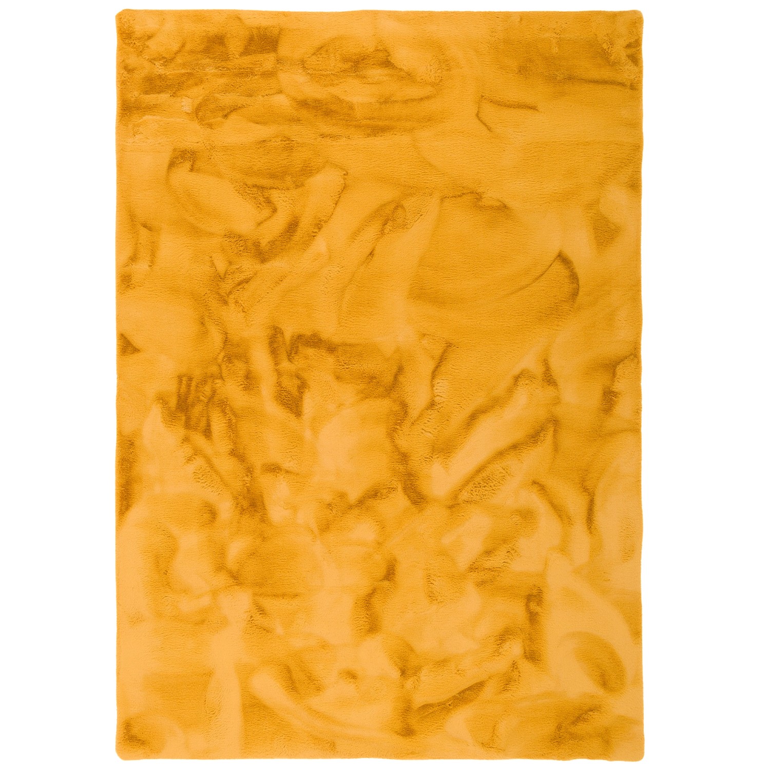 Pergamon Luxus Fellteppich Plush Curry, 160x230cm. Weicher, curryfarbener Kunstfellteppich.