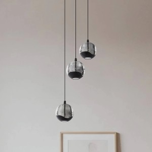 Lucande LED Pendelleuchte Hayley 10036261 Modern in Transparent aus Glas 3-flammig Wohnzimmerleuchte