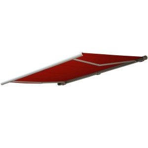 Elektrische Kassettenmarkise, 5x3m, Bordeaux-Rot. Vollkassettenmarkise mit Motor und Kurbel.