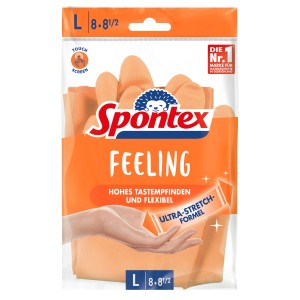 Spontex Feeling Haushaltshandschuhe, Gr. 8-8,5, Naturkautschuk, orange.