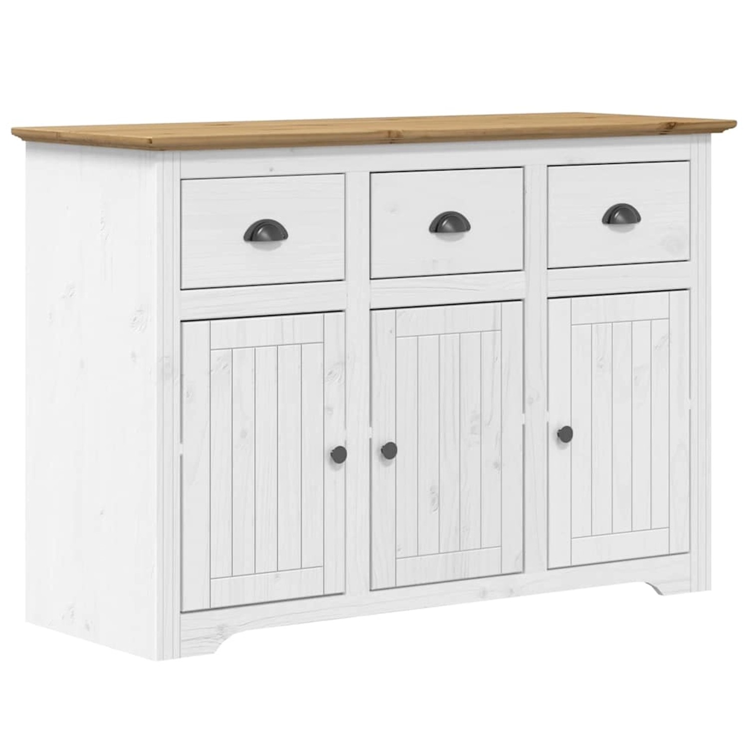 vidaXL Sideboard BODO Weiß und Braun 115,5x44x80 cm Massivholz Kiefer 35506 günstig online kaufen