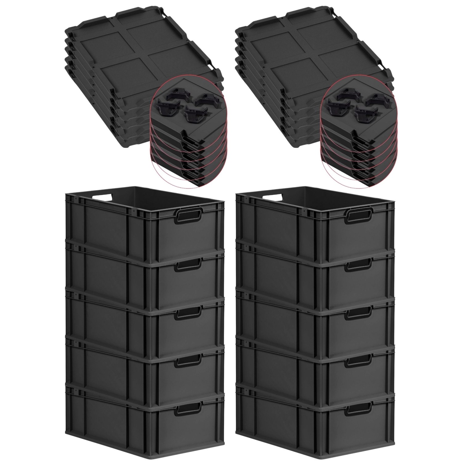 PROREGAL SparSet 10x Eurobox Nextgen Color Mit Auflagedeckel HxBxT 22x40x60 günstig online kaufen