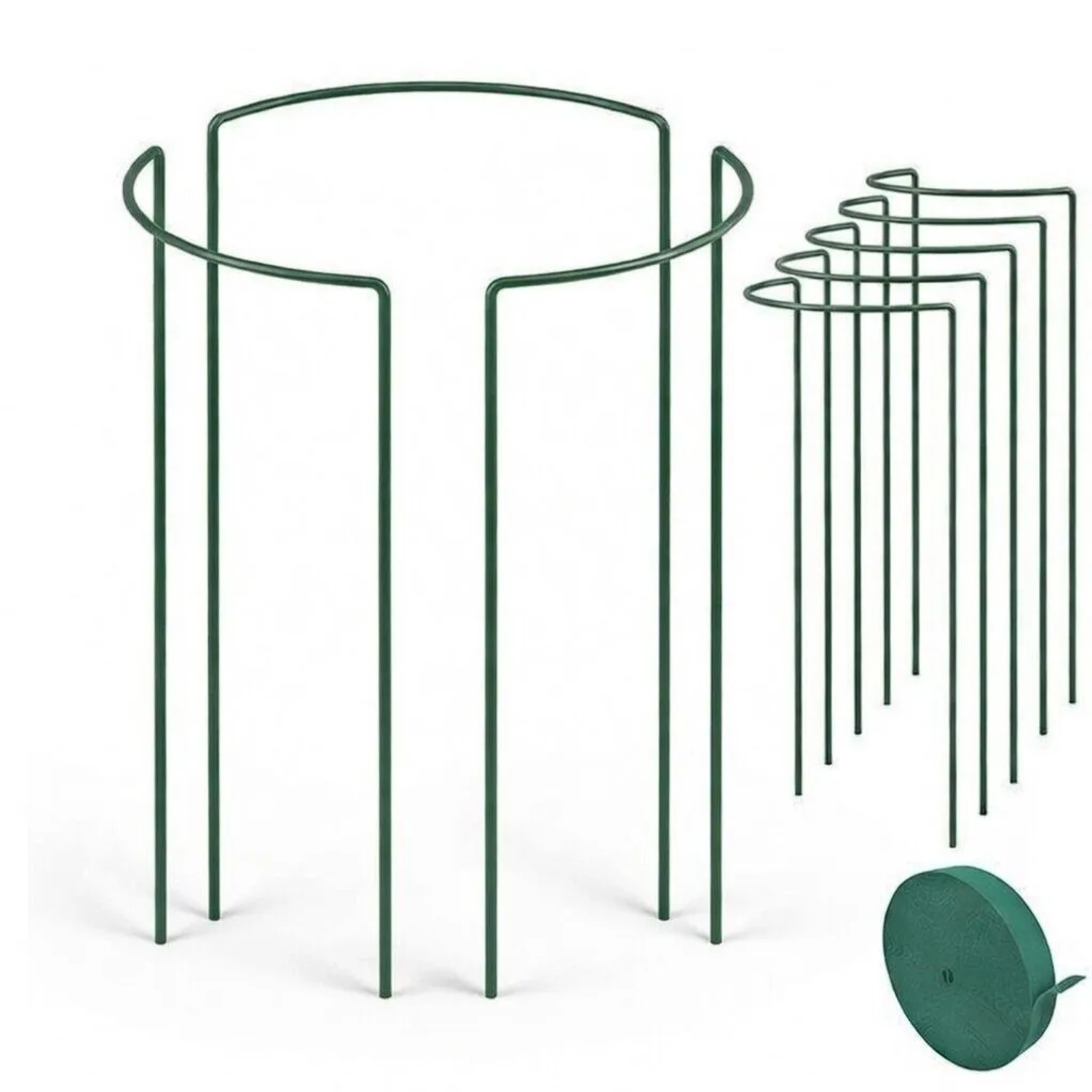 TTL GARDEN Strauchstütze 70x40cm 5er Set Inkl. 10m Klettband Pflanzenhalter für Stauden Sträucher Rosen Rankhilfe Metall