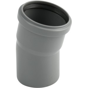 Grauer Marley HT-Bogen 15 Grad DN 90 für Abwasserleitungen.