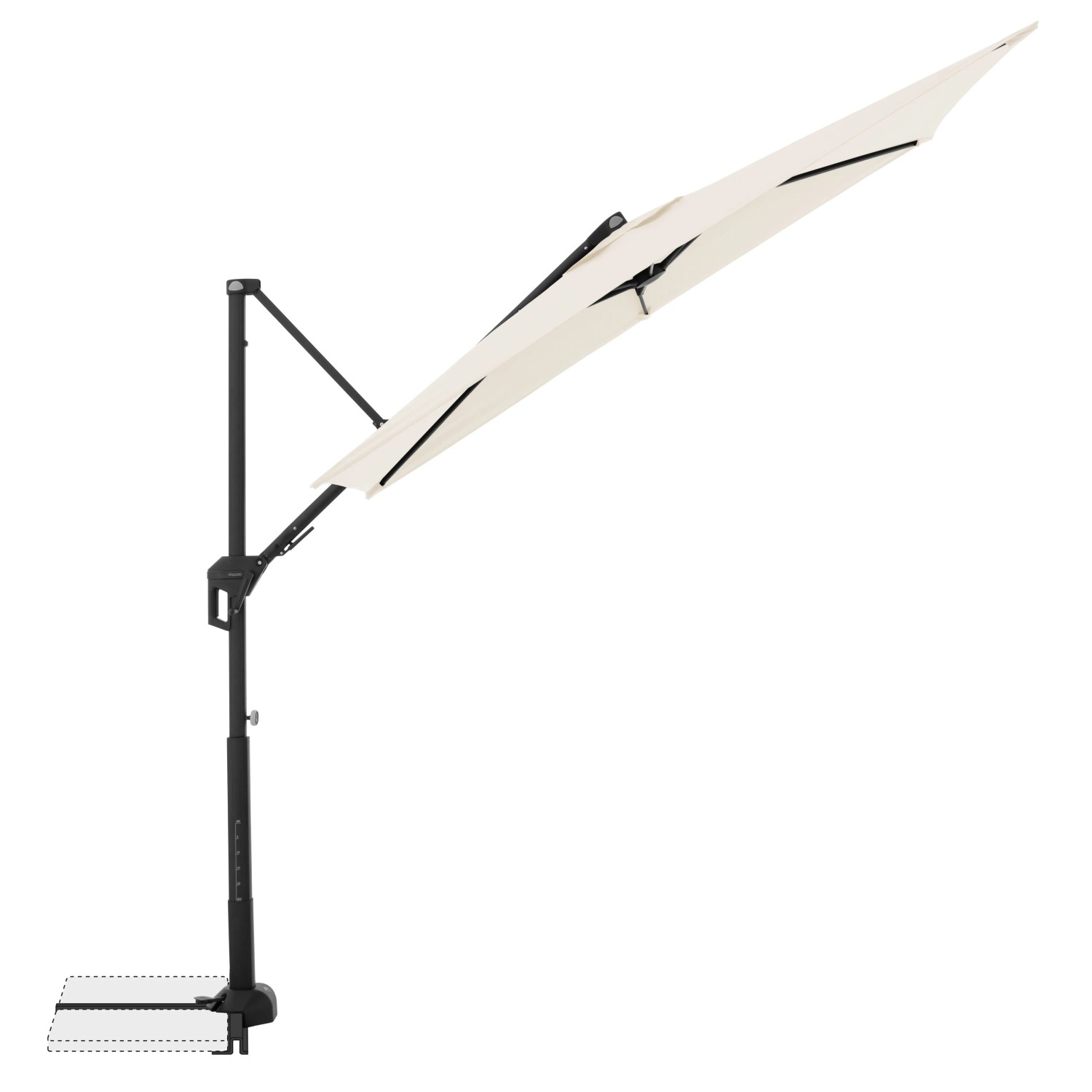 Doppler Ampelschirm, 245x135 cm, Natur, mit Kurbel. Sonnenschirm mit Neigungs- und Drehfunktion.