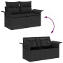 Schwarzes 6-tlg. vidaXL Garten-Sofa-Set aus Poly Rattan mit Stauraum.