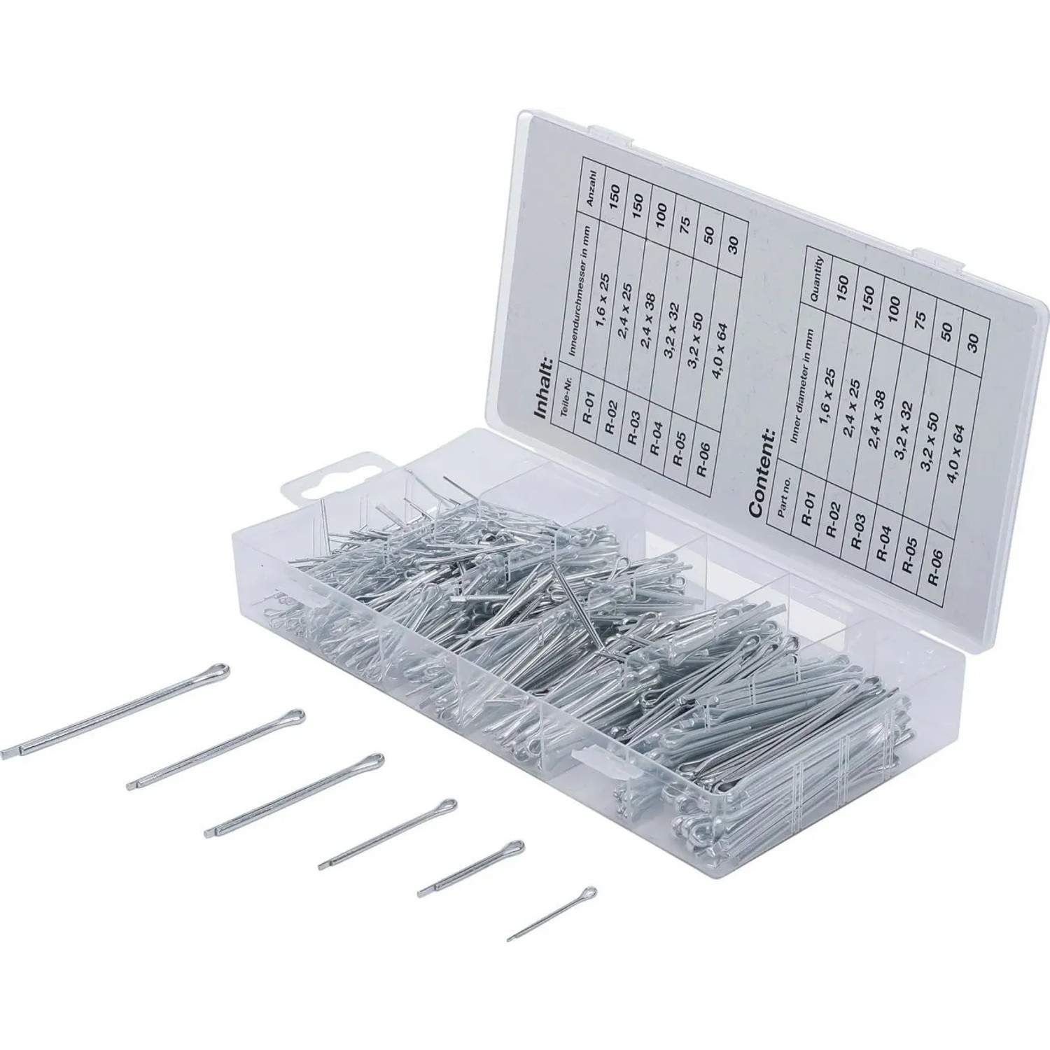 Westfalia Splinte-Sortiment Metall Silber 1,6 - 4,0 mm 555 Teile
