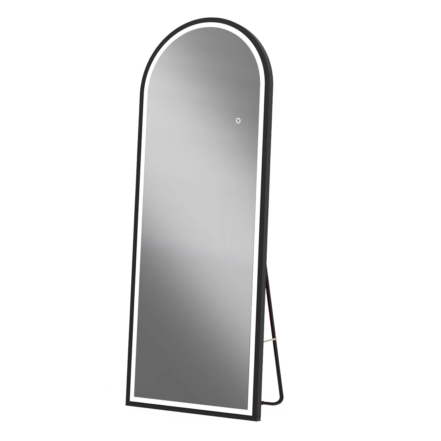 Aica Sanitär Ganzkörperspiegel Bogen 60L x 160H cm LED Beleuchtung Neutral-Warm-Kaltweiß Dimmbar Memory Stand- Hängespiegel mit Explosionsgeschutz