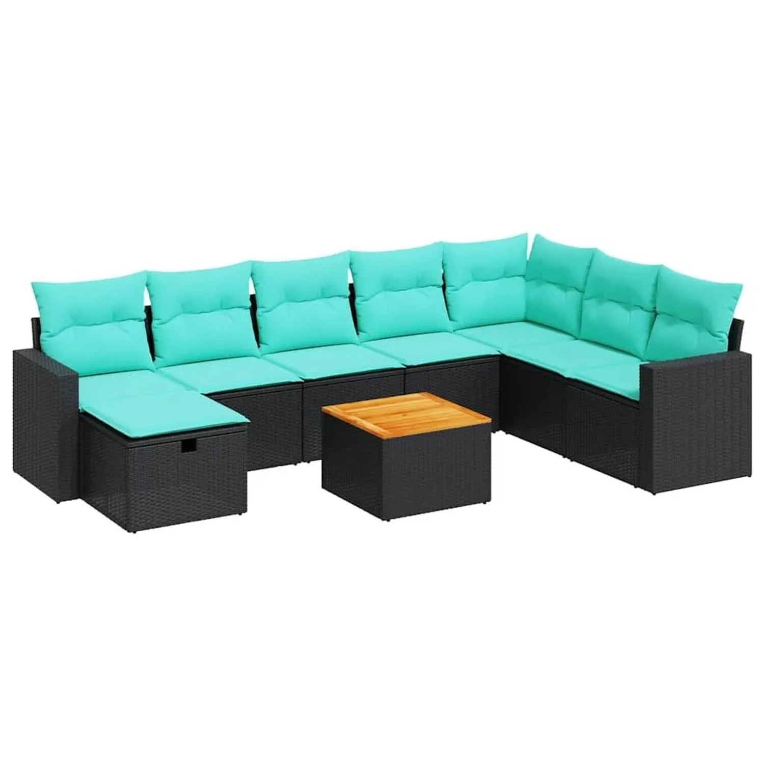 Thumbnail - vidaXL 9-Tlg Garten-Sofagarnitur mit Kissen Schwarz Poly Rattan 3325802