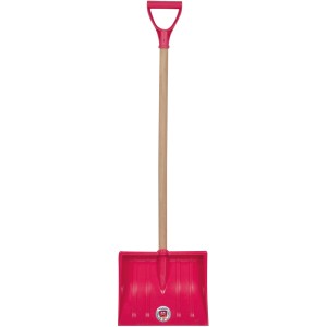 Pinker SONNECK Kinder Schneeschieber MINI aus Kunststoff mit Holzstiel und Ergo-Griff.