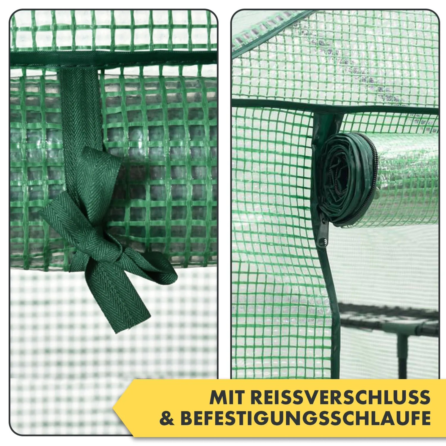 Detailaufnahme: KARAT Gewächshaus Botanika mit Reißverschluss und Befestigungsschlaufe.