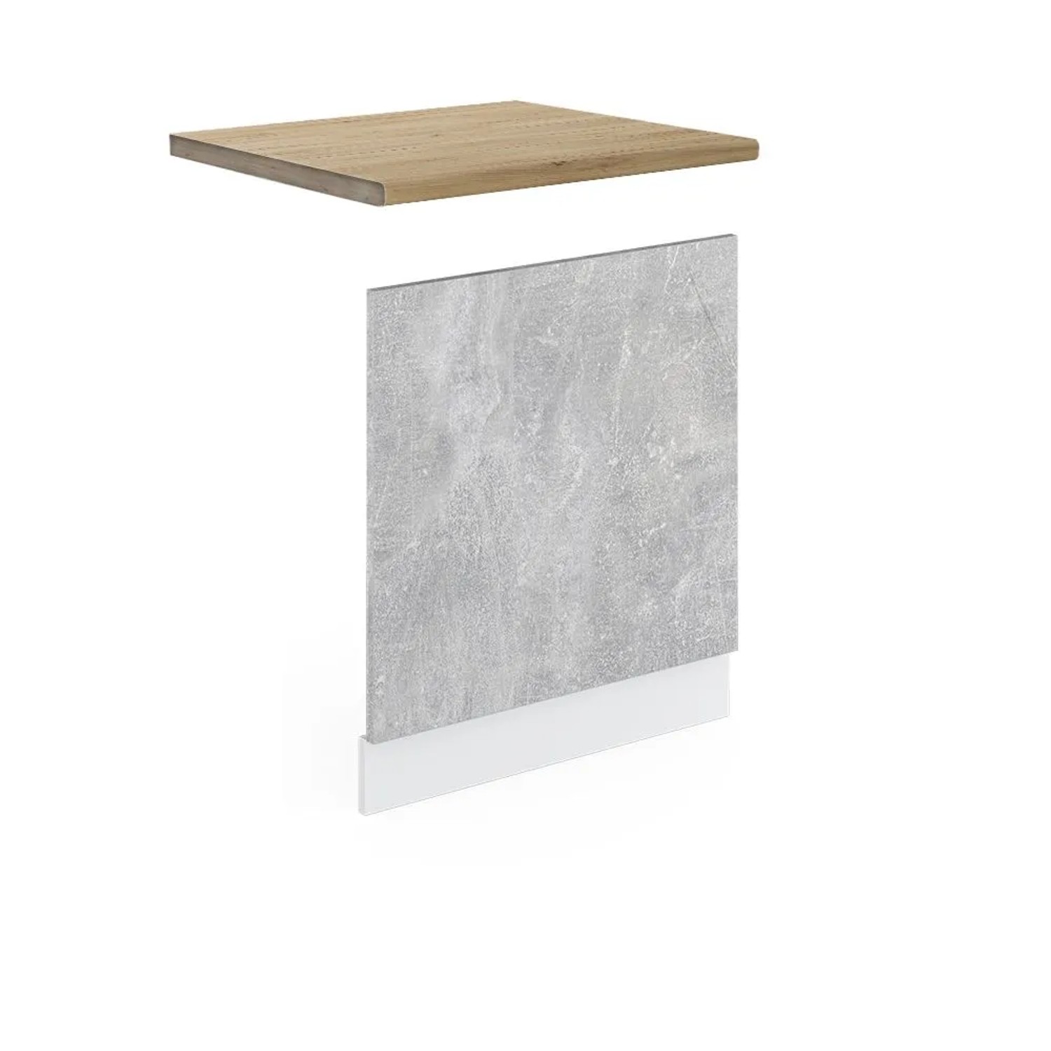 Vicco Frontblende R-Line Geschirrspüler Fronttür Beton Weiß 60 cm AP Eiche
