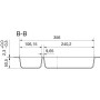 Agoform Besteckeinsatz Classico: Technisches Diagramm, Querschnitt B-B mit Maßen, Höhe 50,5mm.