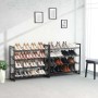 Schwarzes Songmics Schuhregal mit 8 Ebenen, gefüllt mit verschiedenen Schuhen.