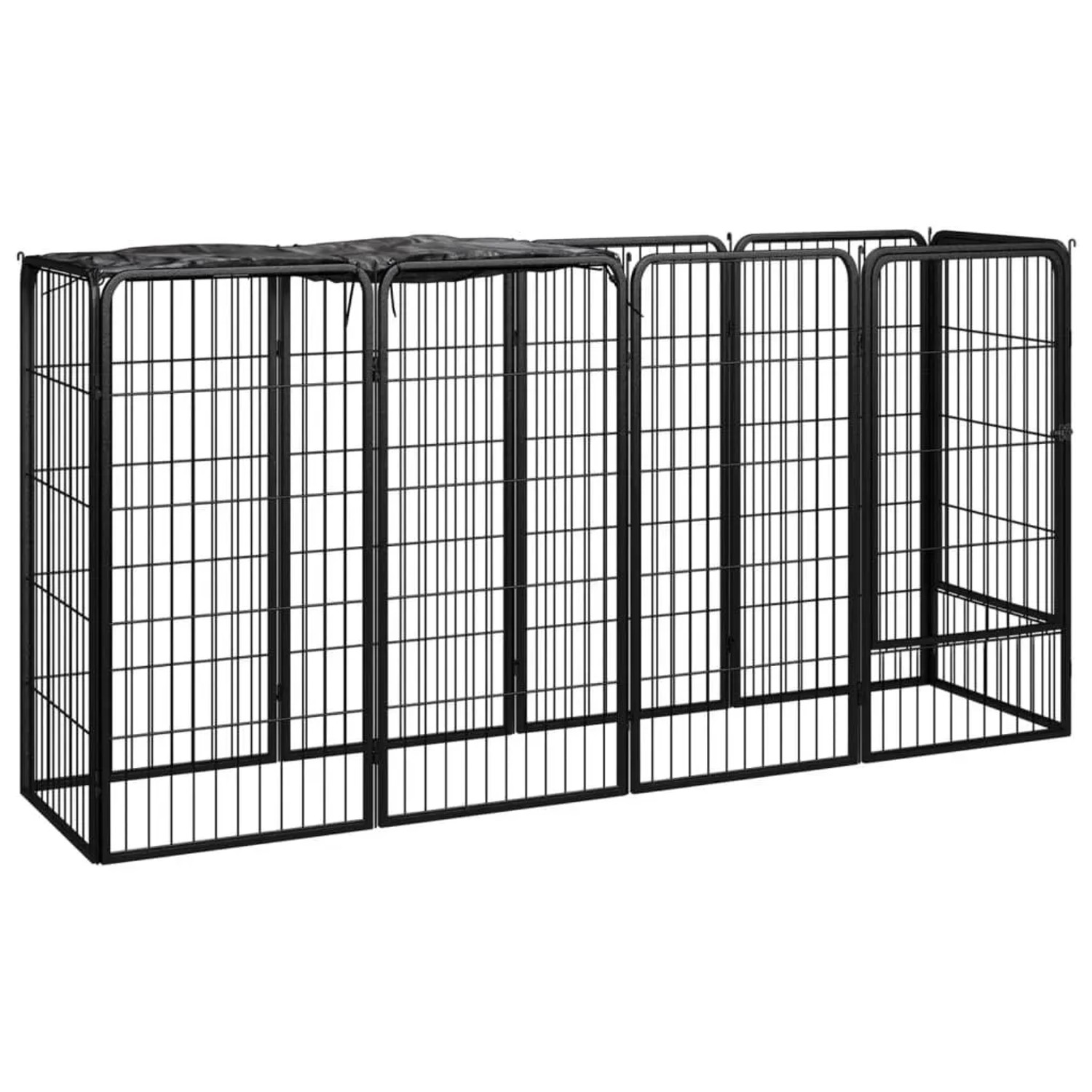vidaXL 10 Tlg Hundelaufstall Schwarz 50x100cm Stahl Pulverbeschichtet 3115948