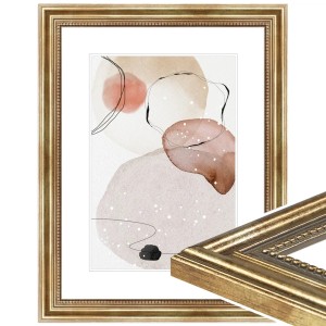 Goldener Bilderrahmen im Antik-Stil, Massivholz, 30x45 cm, für Fotos und Kunstdrucke.